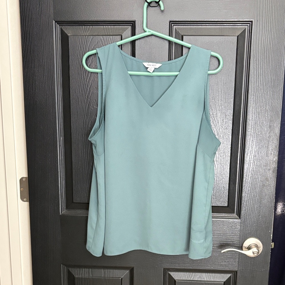 Nine West Sleeveless V-Neck Blouse in Teal